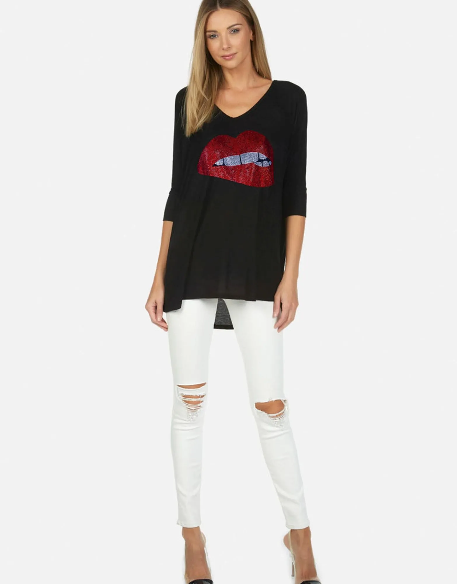 Best Crystal Biting Lip L/S Tee | Eva By Women Long Sleeve