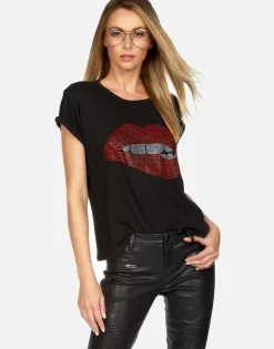 Outlet Crystal Biting Lip Vintage Ss Tee | Edda By Women Short Sleeve