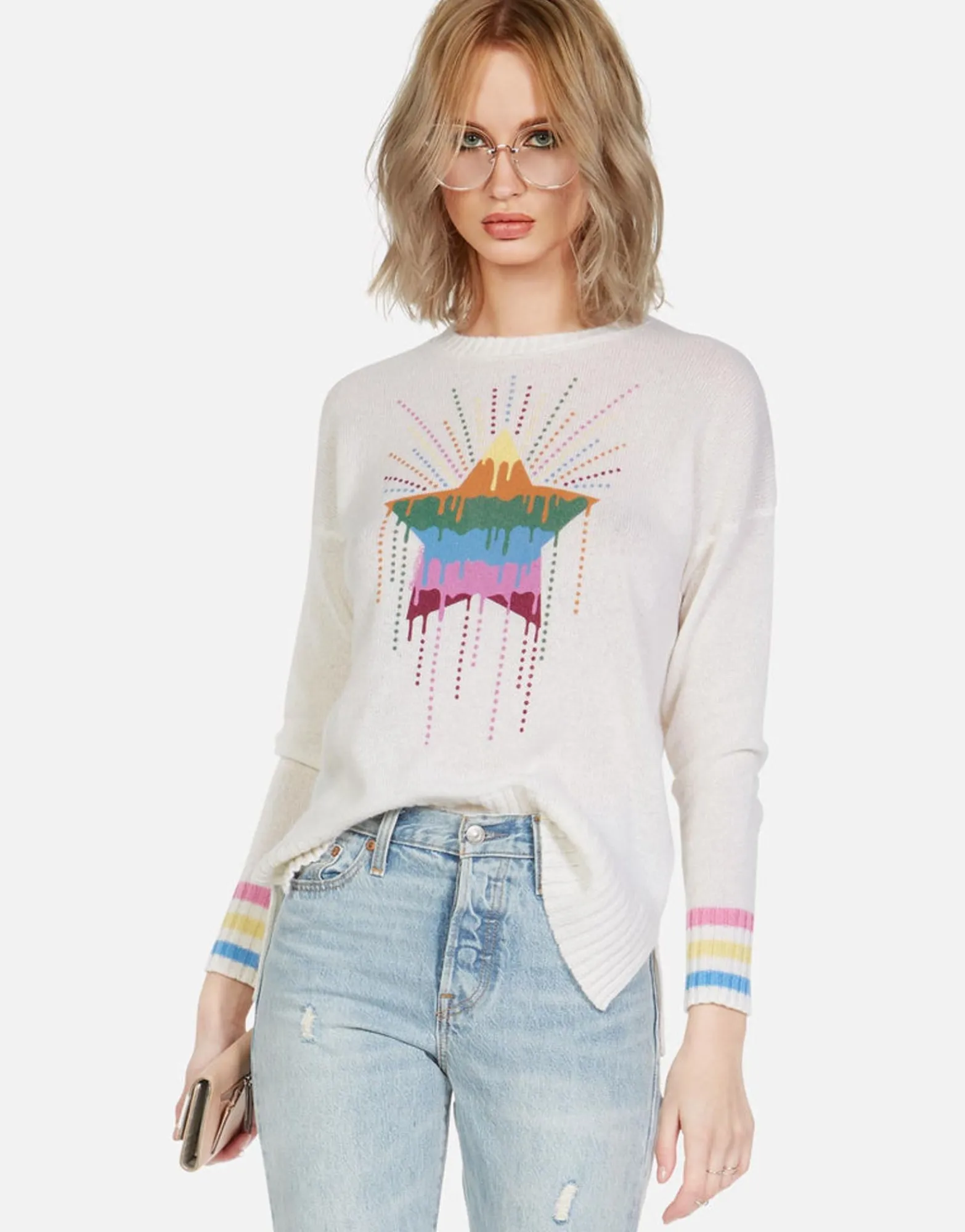 Sale Crystal Dripping Star Cashmere Sweater | Vivian By Women Sweaters & Knits