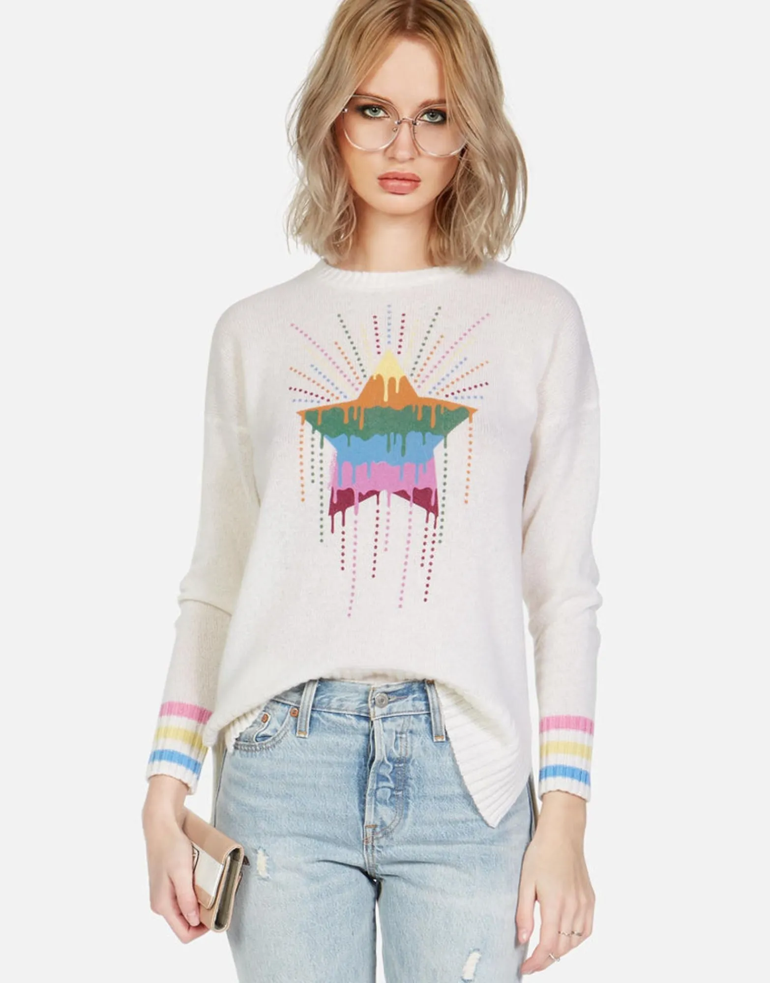 Sale Crystal Dripping Star Cashmere Sweater | Vivian By Women Sweaters & Knits