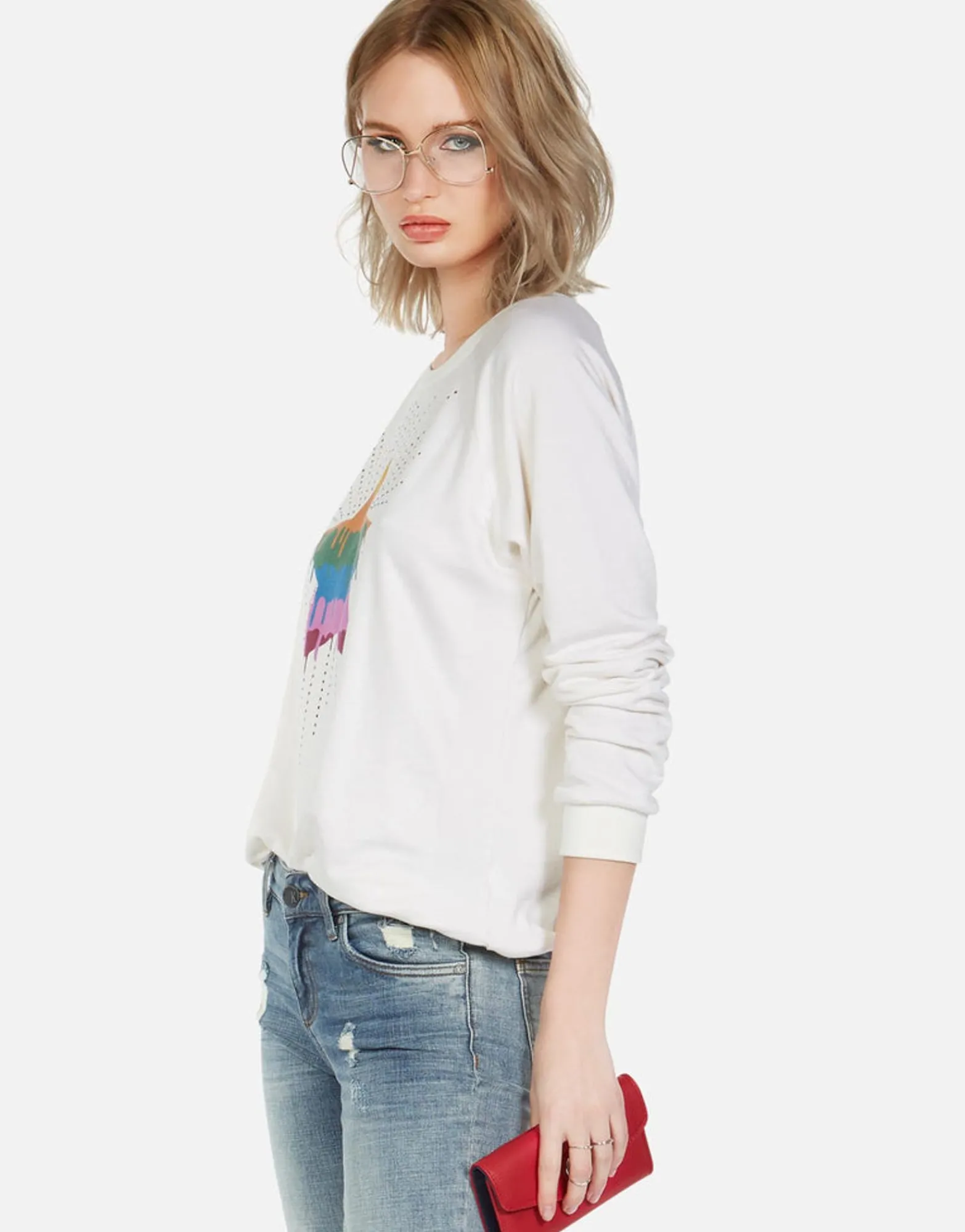 Clearance Crystal Dripping Star Vintage Pullover | Noleta By Women Long Sleeve