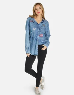 Discount Crystal Elements Button Up In | Sloane By Women Long Sleeve