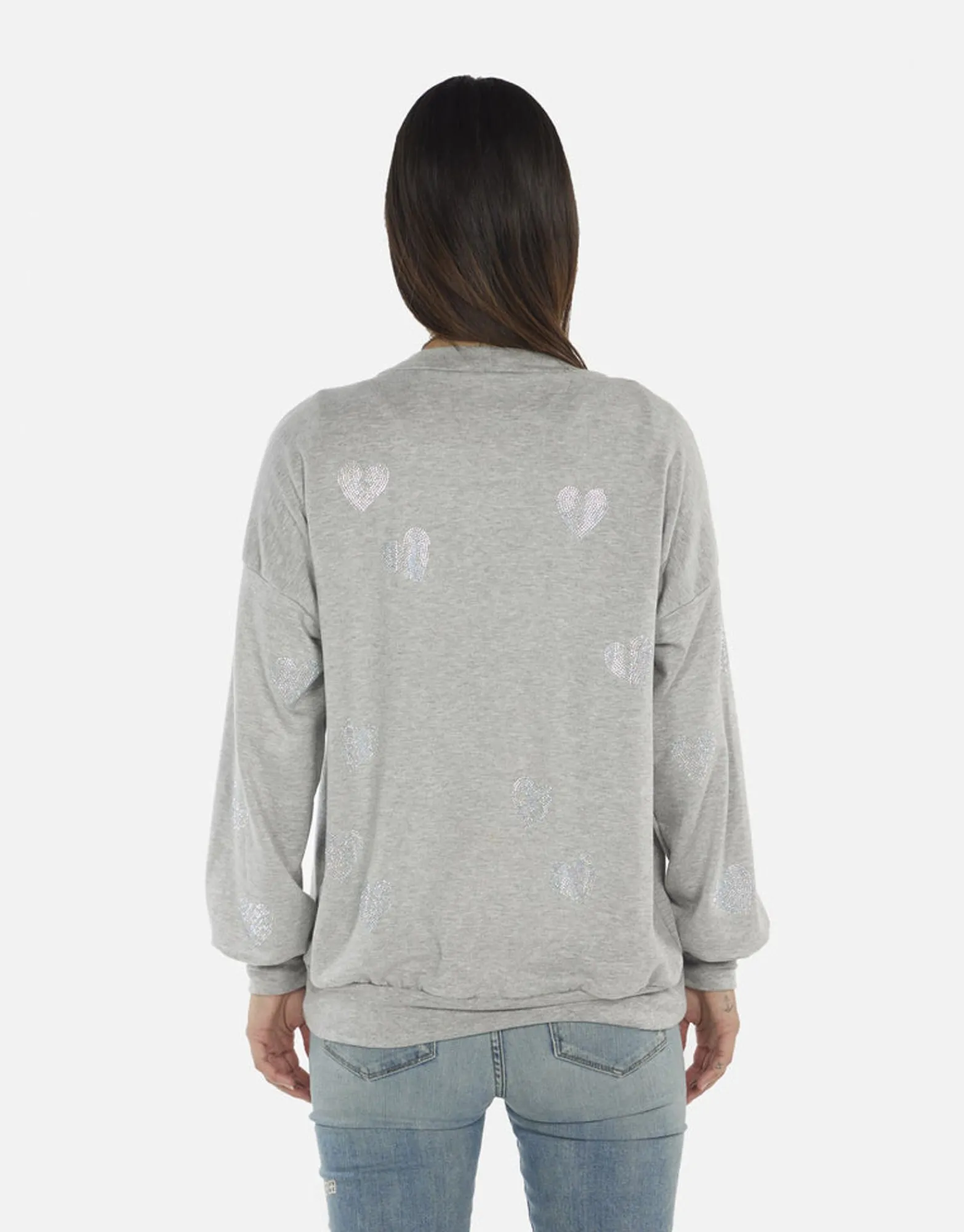 Outlet Crystal Hearts Button Up Sweatshirt | Jamila By Women Sweaters & Knits