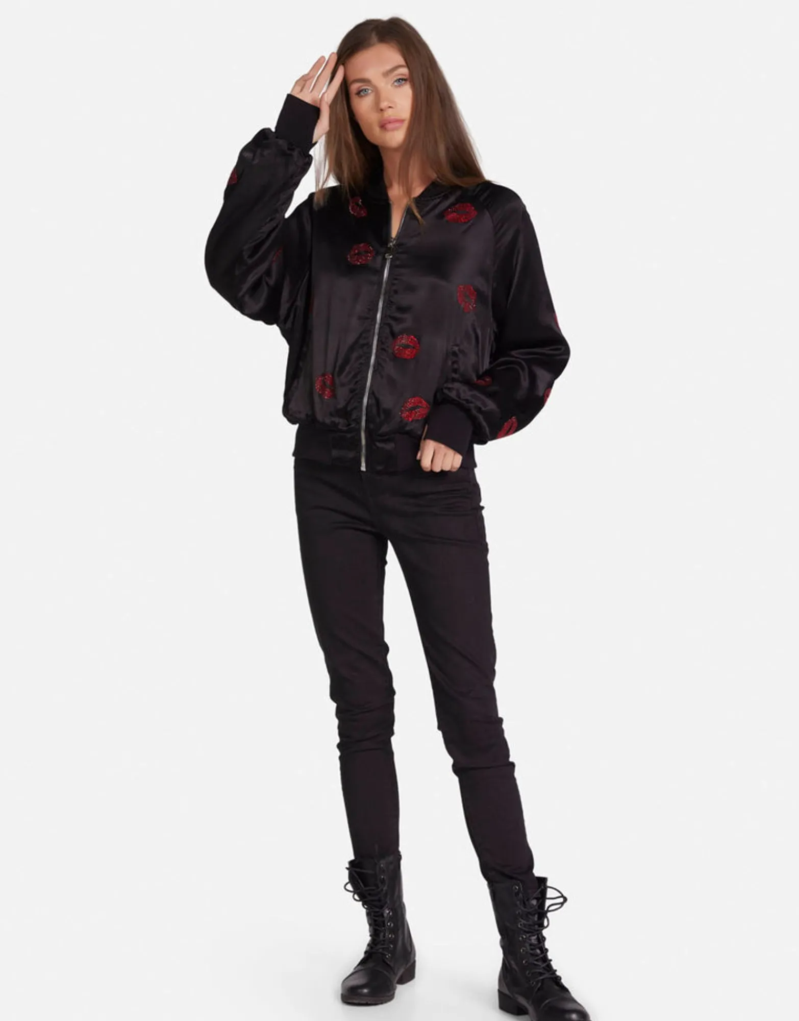 Outlet Crystal Kisses Bomber Jacket In | Mckay By Women Jackets