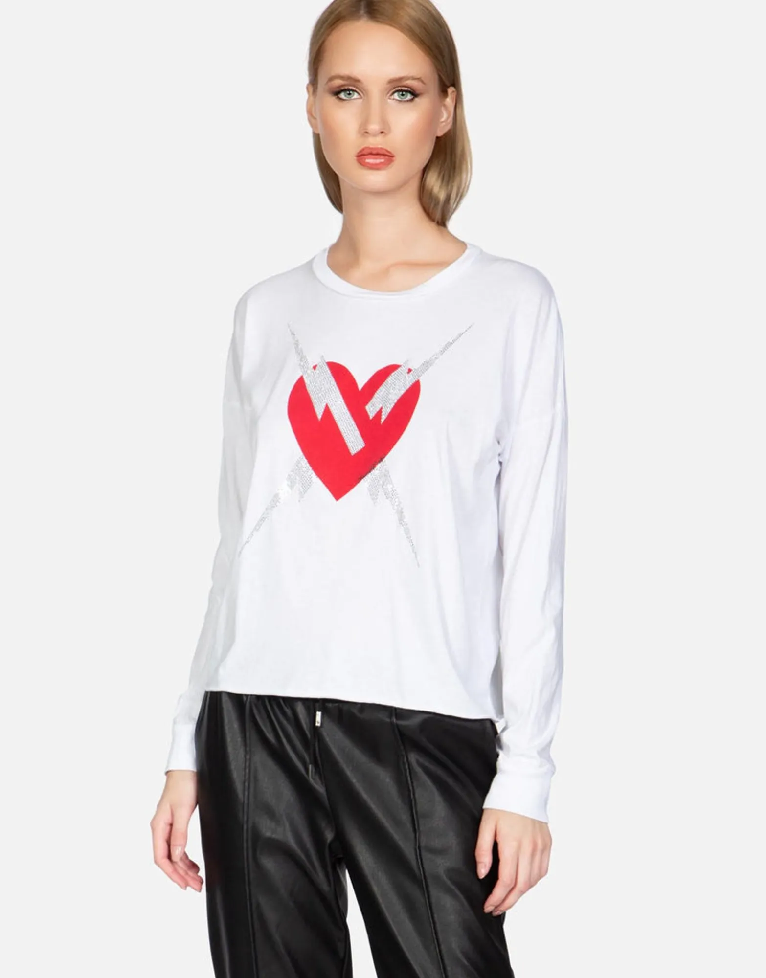Hot Crystal Lightning Love L/S Crop Tee | Luella By Women Long Sleeve