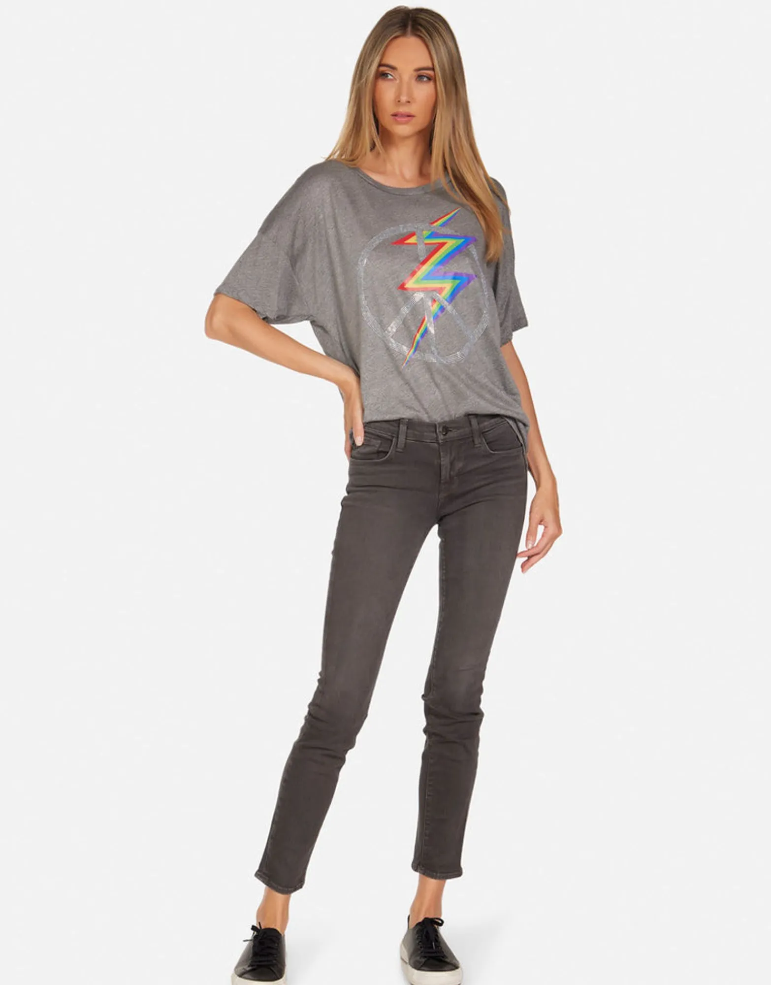 Outlet Crystal Lightning Peace Ss Boyfriend Tee | Jolene By Women Short Sleeve
