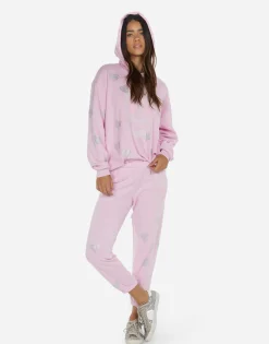 Clearance Crystal Pink Peace Love Skull Hoodie | Harmony By Women Hoodies