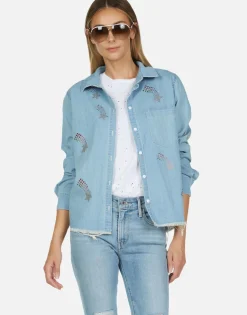 Best Sale Crystal Shooting Stars L/S Denim Shirt | Sloane By Women Long Sleeve