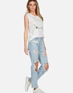 Shop Daisy Happyface Scoop Neck Muscle Tank | Kel By Women Tanks
