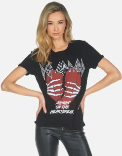 Online Def Leppard Heartbreak Boyfriend Tee | Edda X By Women Short Sleeve