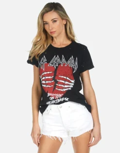 Cheap Def Leppard Heartbreak Distressed Tee | Bess X By Women Short Sleeve