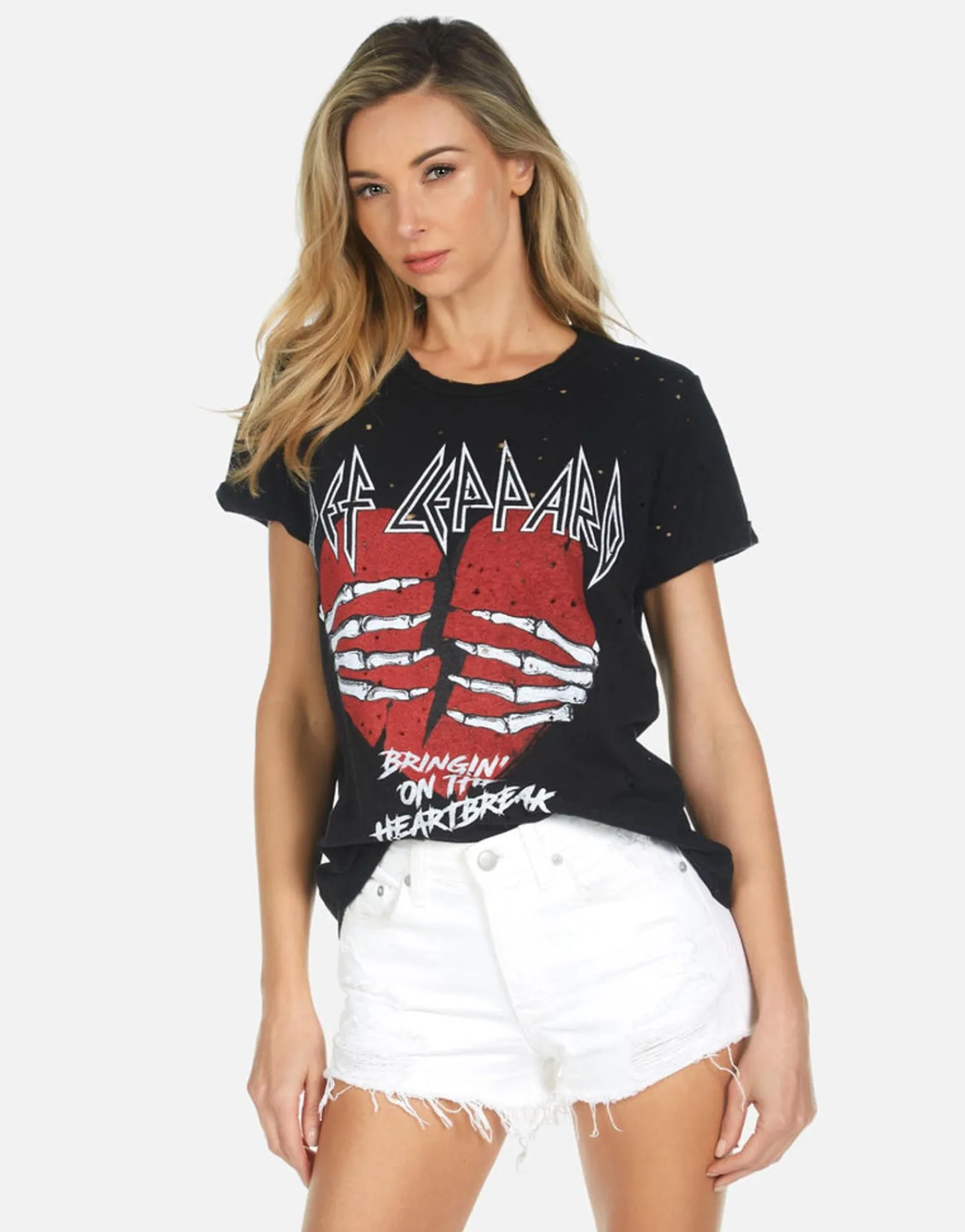 Cheap Def Leppard Heartbreak Distressed Tee | Bess X By Women Short Sleeve