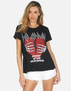 Cheap Def Leppard Heartbreak Distressed Tee | Bess X By Women Short Sleeve