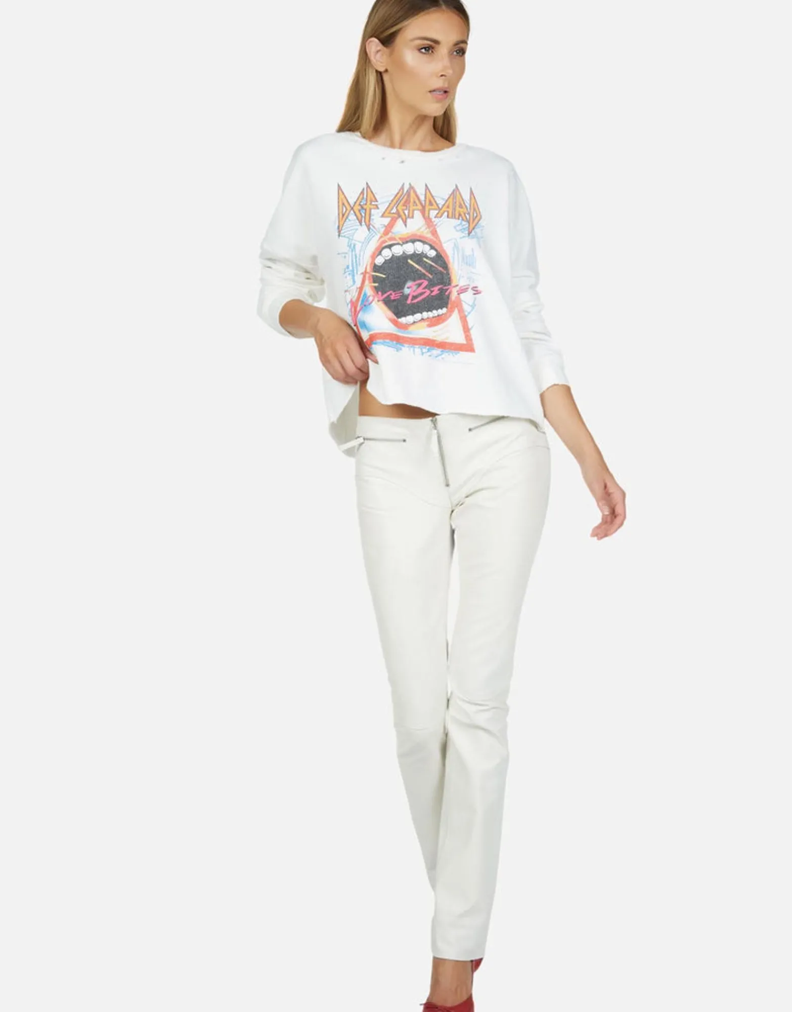 Sale Def Leppard Love Bites Classic L/S Crop Pullover | Lee By Women Long Sleeve