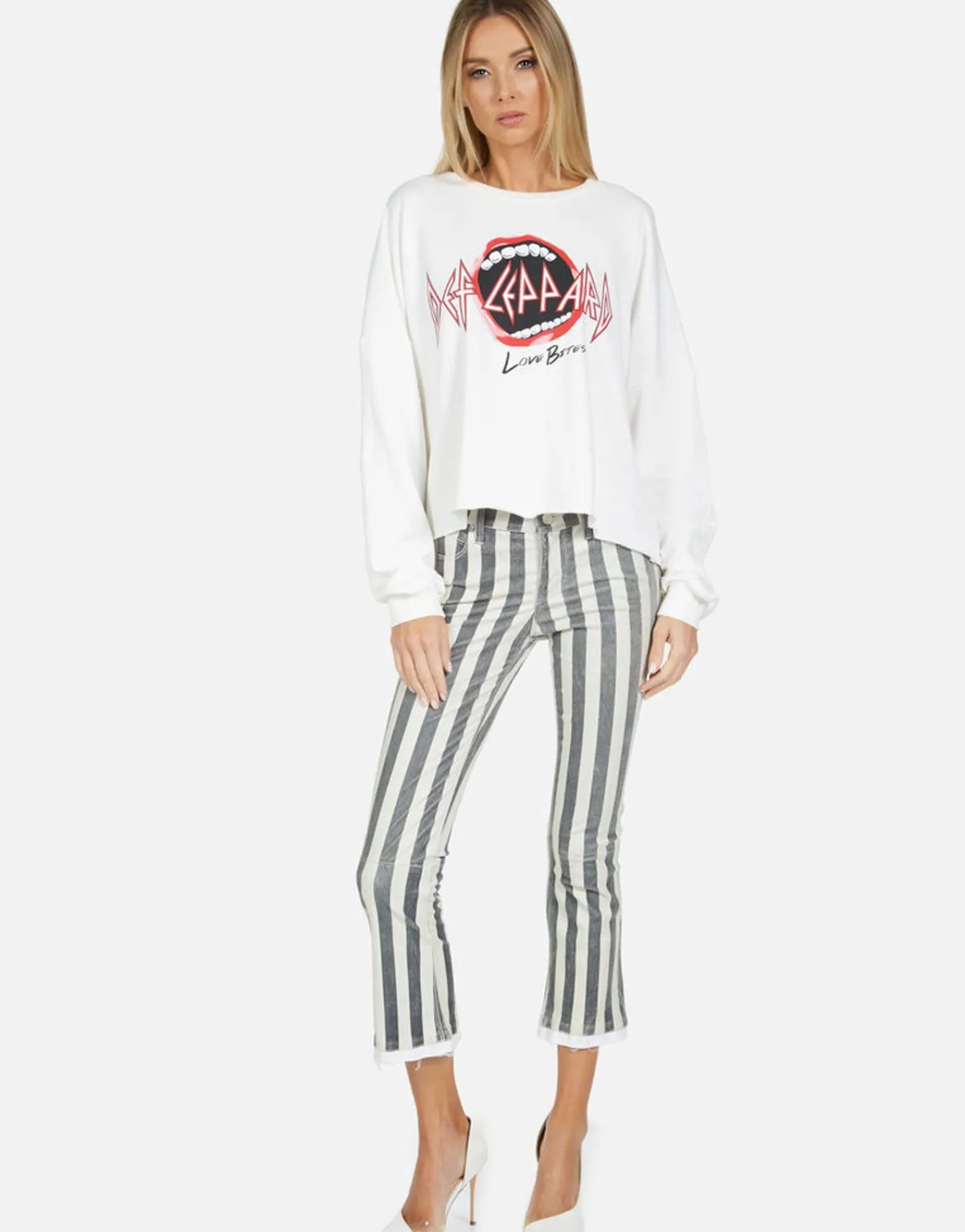 Cheap Def Leppard Love Bites Ii Classic L/S Crop Pullover | Lee By Women Long Sleeve