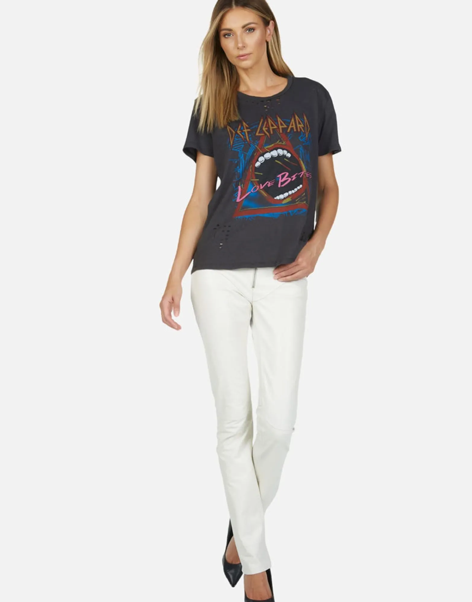 Outlet Def Leppard Love Bites Vintage Band Tee By Women Short Sleeve