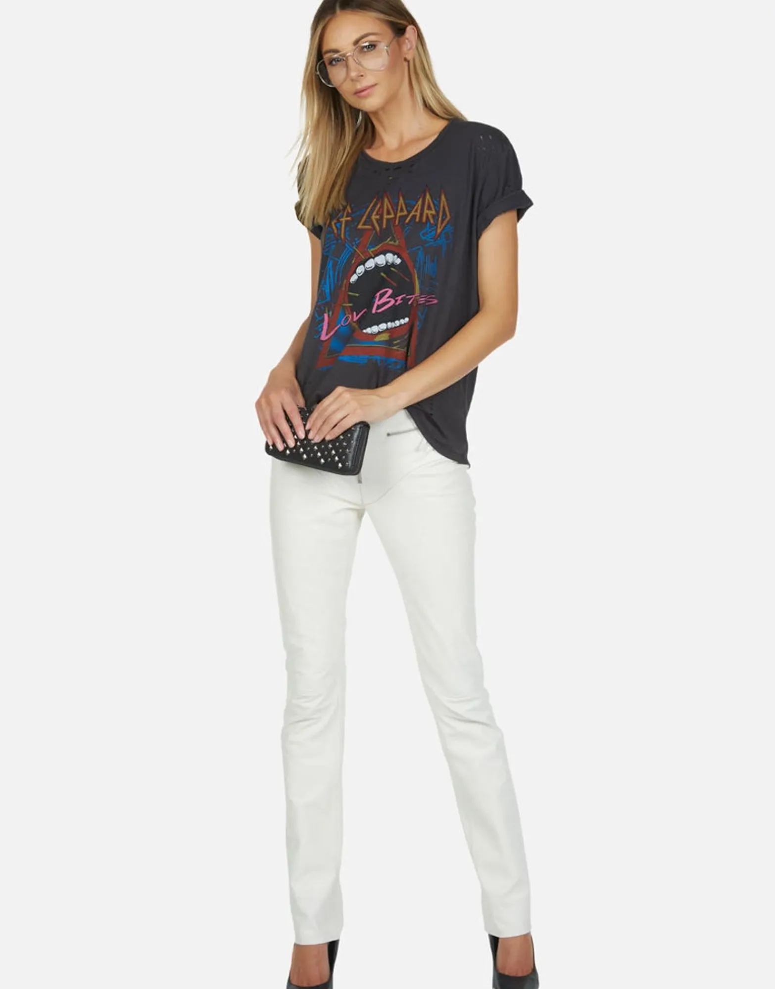 Outlet Def Leppard Love Bites Vintage Band Tee By Women Short Sleeve