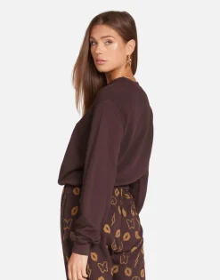 Store Designer Bear Crop Pullover In Brown | Spalding By Women Long Sleeve