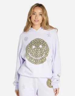 New Diamond Happyface Hoodie In Lt Purple | Trina By Women Hoodies