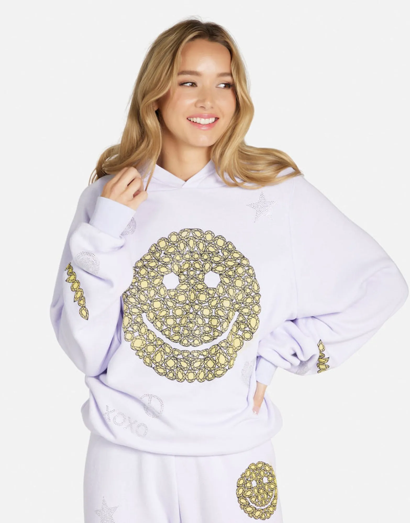 New Diamond Happyface Hoodie In Lt Purple | Trina By Women Hoodies