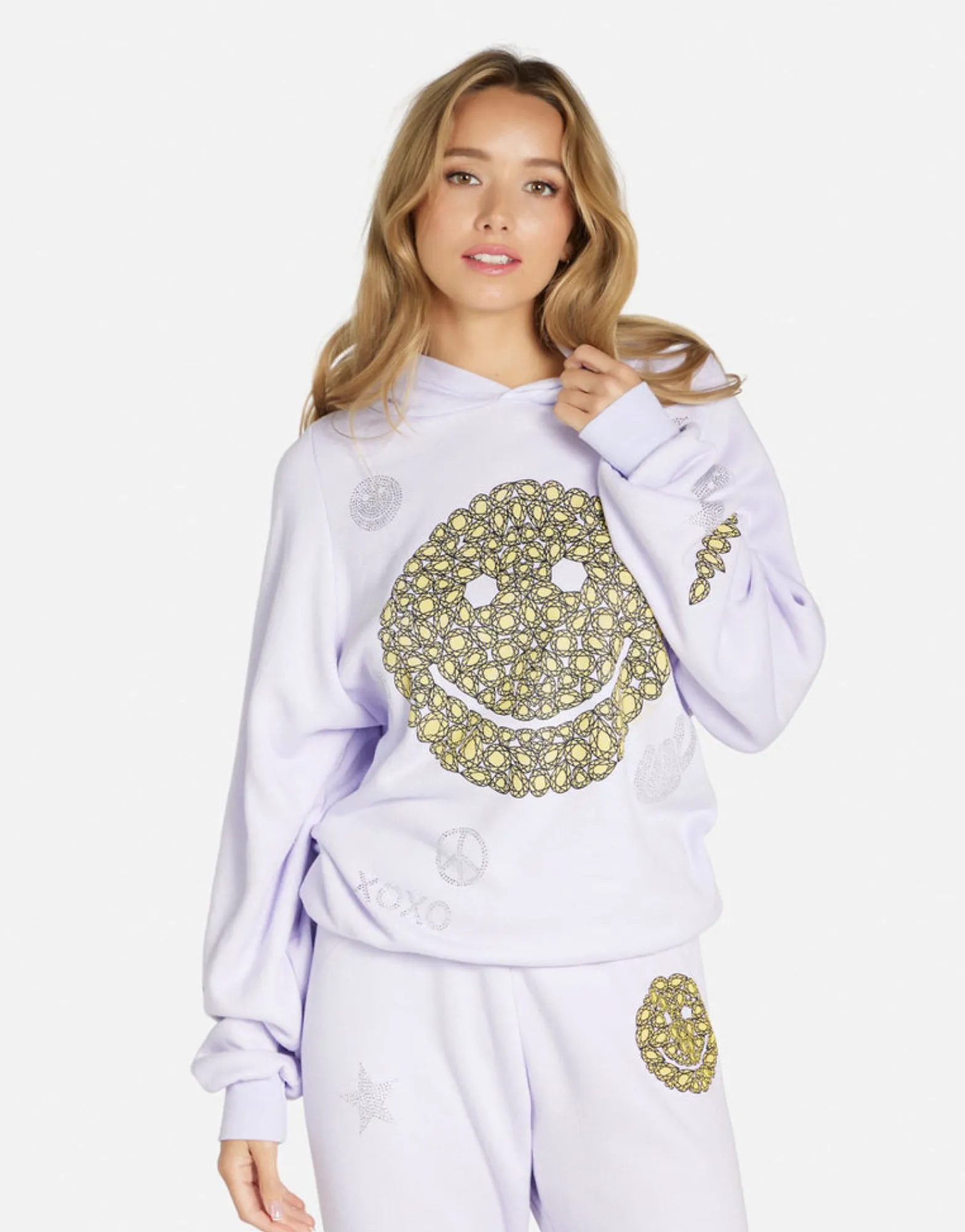New Diamond Happyface Hoodie In Lt Purple | Trina By Women Hoodies