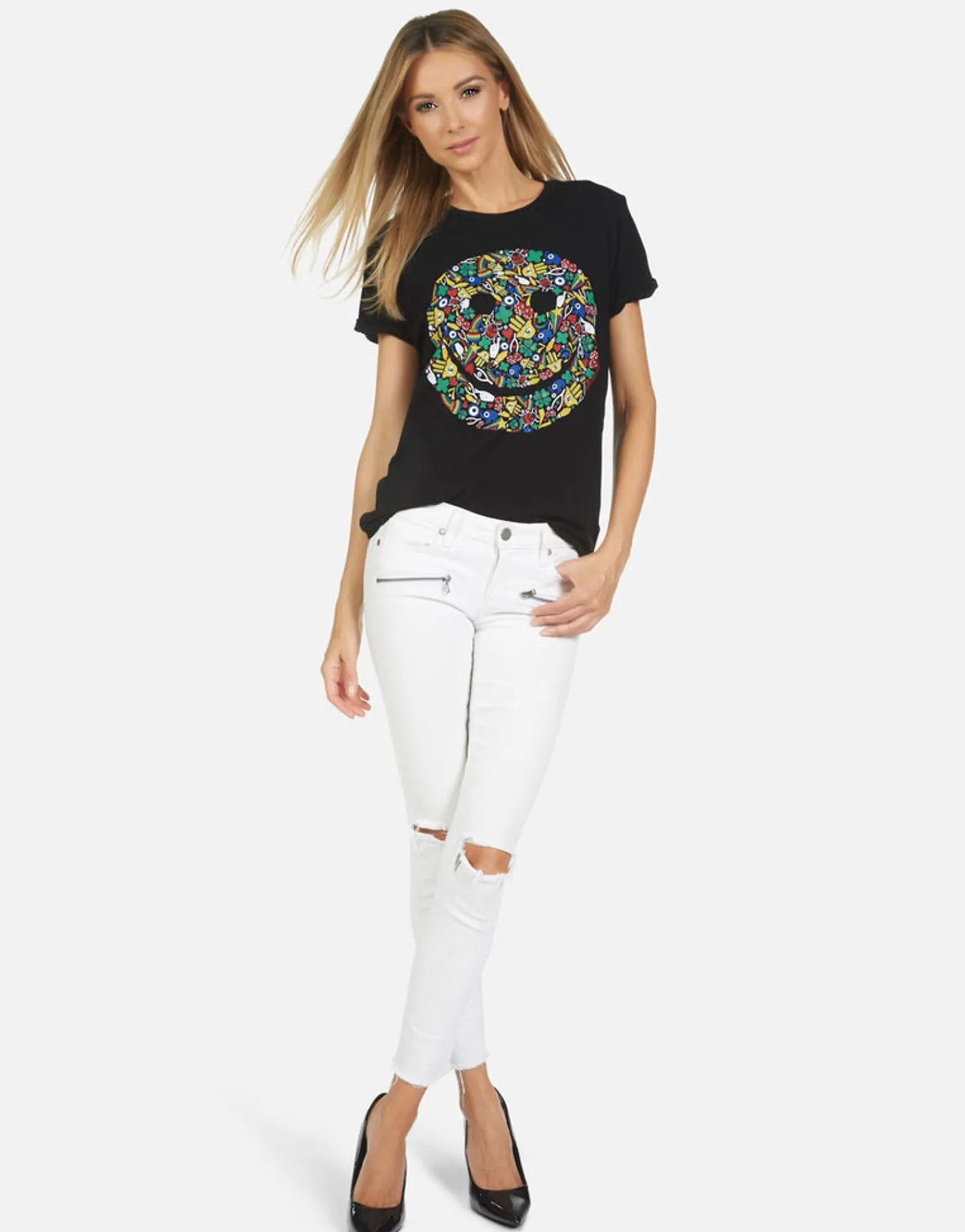 New Edda Lucky Happy Face Women Short Sleeve