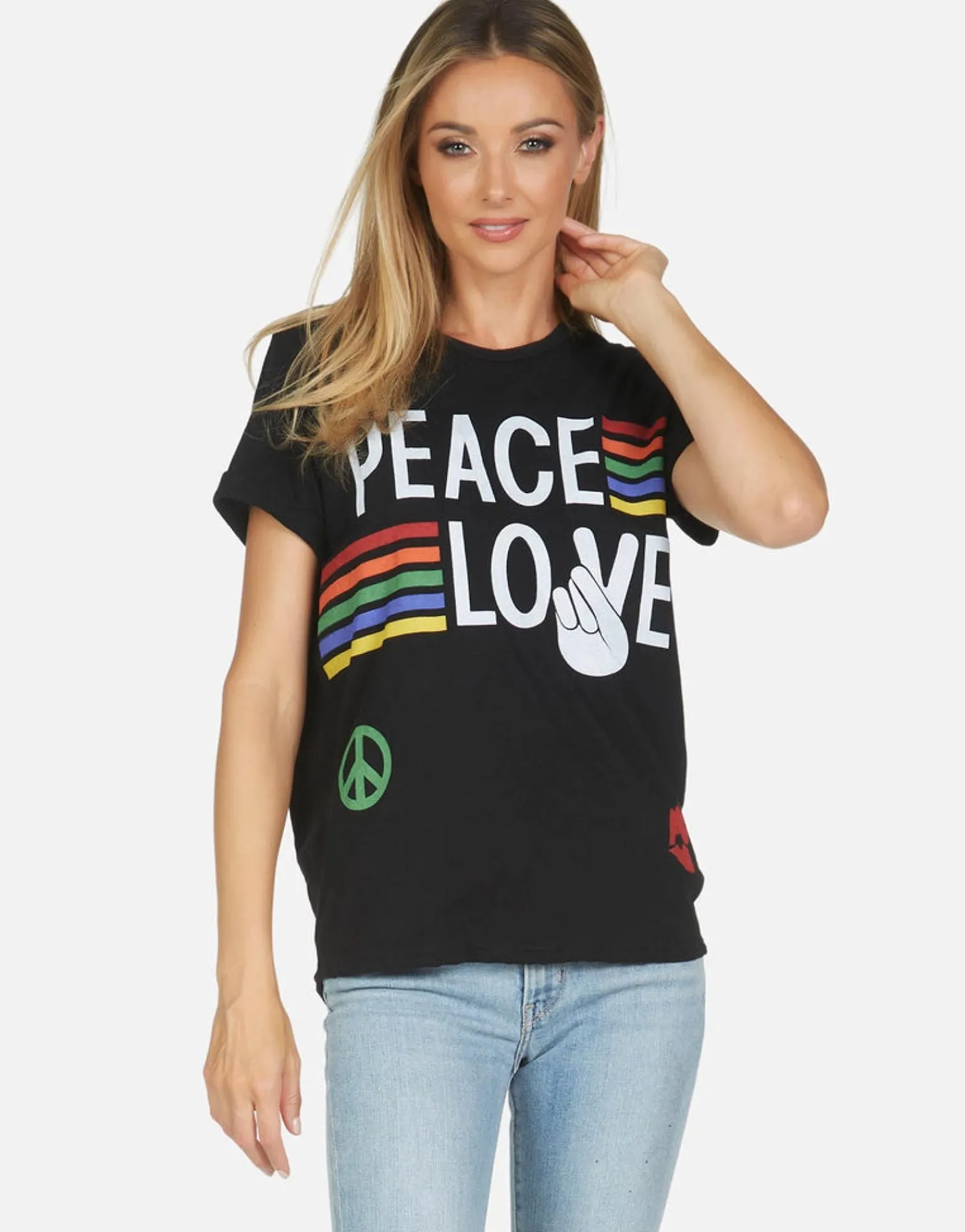 Store Edda Peace Love Stripe Women Short Sleeve
