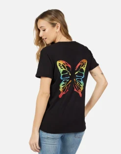 Cheap Edda Rainbow Butterflies Women Short Sleeve