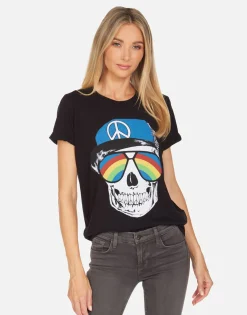 Shop Edda Rainbow Peace Skull Women Short Sleeve