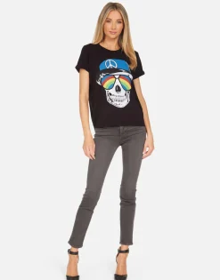 Shop Edda Rainbow Peace Skull Women Short Sleeve