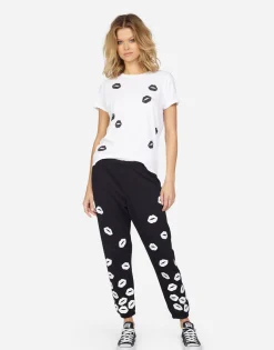 Fashion Edda Scattered Lips Women Short Sleeve