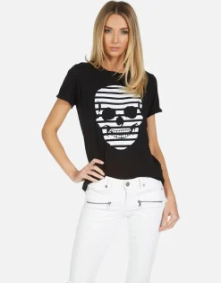 Fashion Edda Stripe Skull Women Short Sleeve