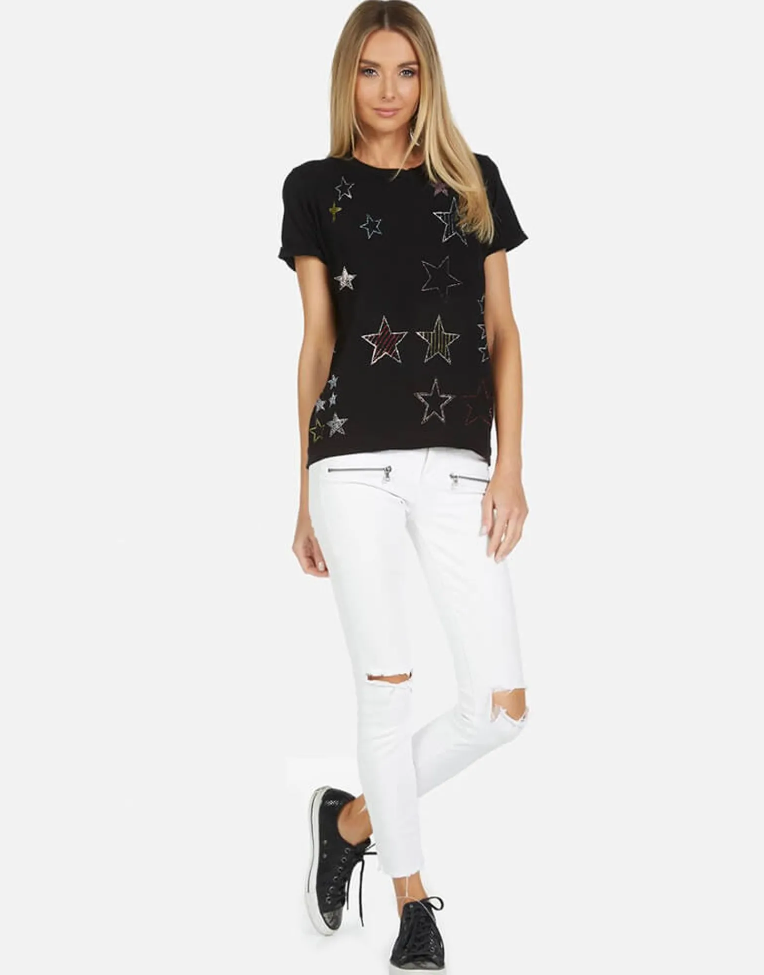 Shop Edda X Crystal Stars Pullover Tee Made In Los Angeles California Usa Women Short Sleeve
