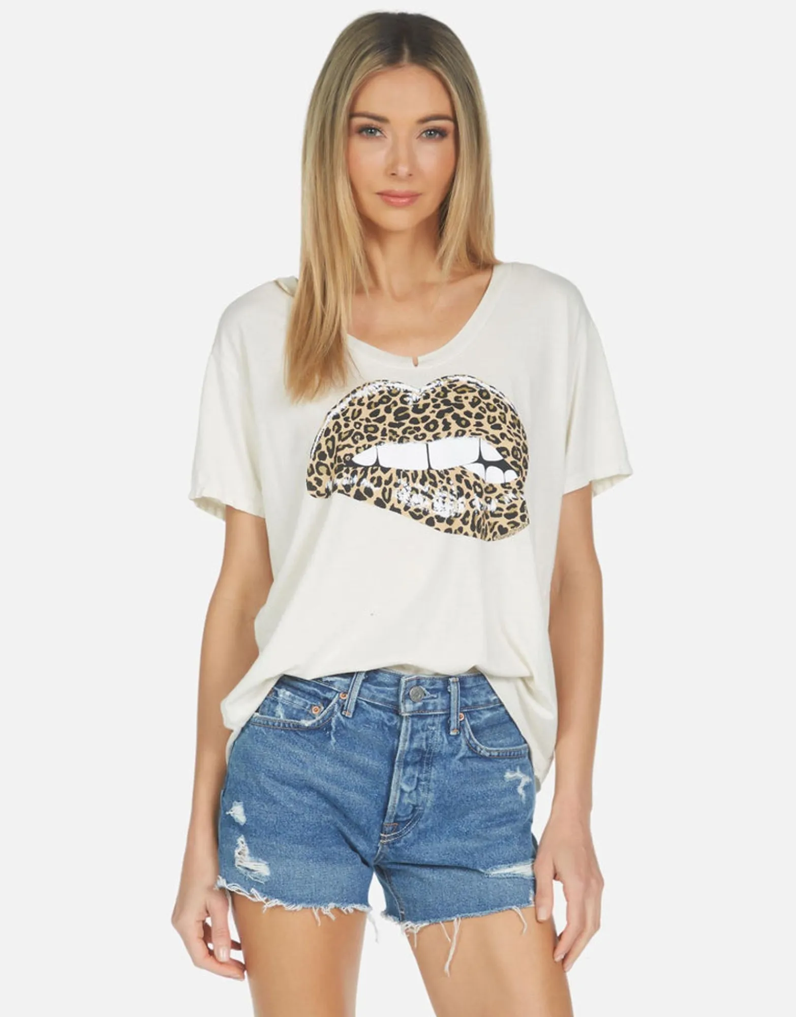 Hot Elara Leopard Lip Women Short Sleeve