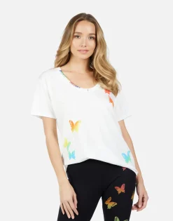 Cheap Elara Rainbow Butterflies Women Short Sleeve