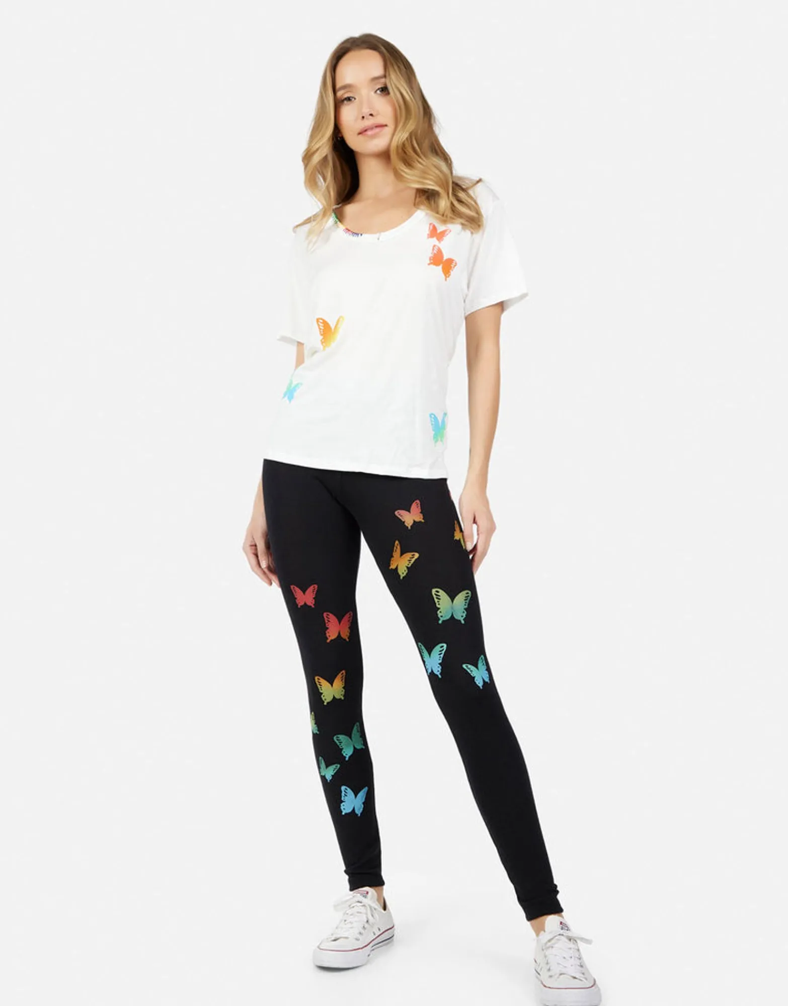 Cheap Elara Rainbow Butterflies Women Short Sleeve