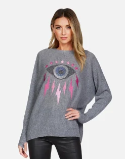Store Electric Evil Eye Draped Cashmere Sweater | Ladona By Women Sweaters & Knits