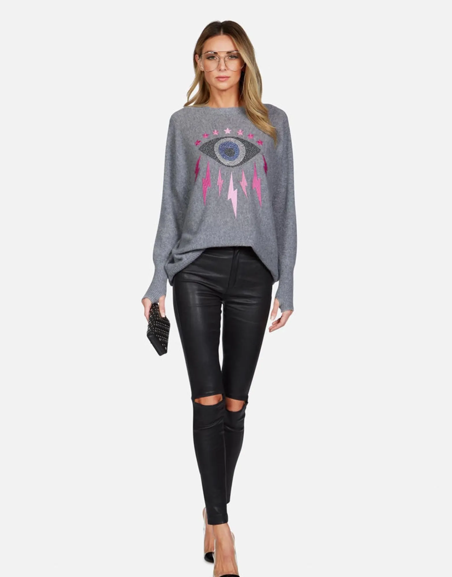 Store Electric Evil Eye Draped Cashmere Sweater | Ladona By Women Sweaters & Knits
