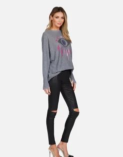 Store Electric Evil Eye Draped Cashmere Sweater | Ladona By Women Sweaters & Knits