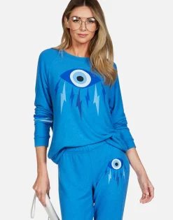 Discount Electric Evil Eye L/S Raglan Pullover | Everly By Women Long Sleeve