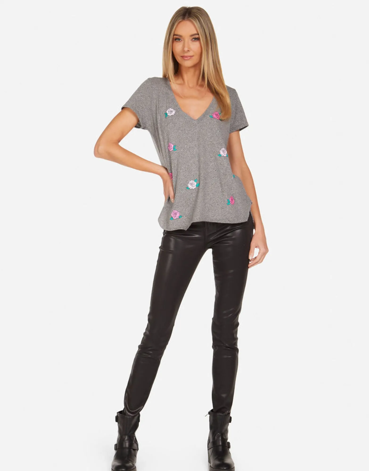 Cheap Emmalyn Pink Rose Skull Women Short Sleeve