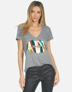 Outlet Emmalyn Rainbow Lightning Lip Women Short Sleeve
