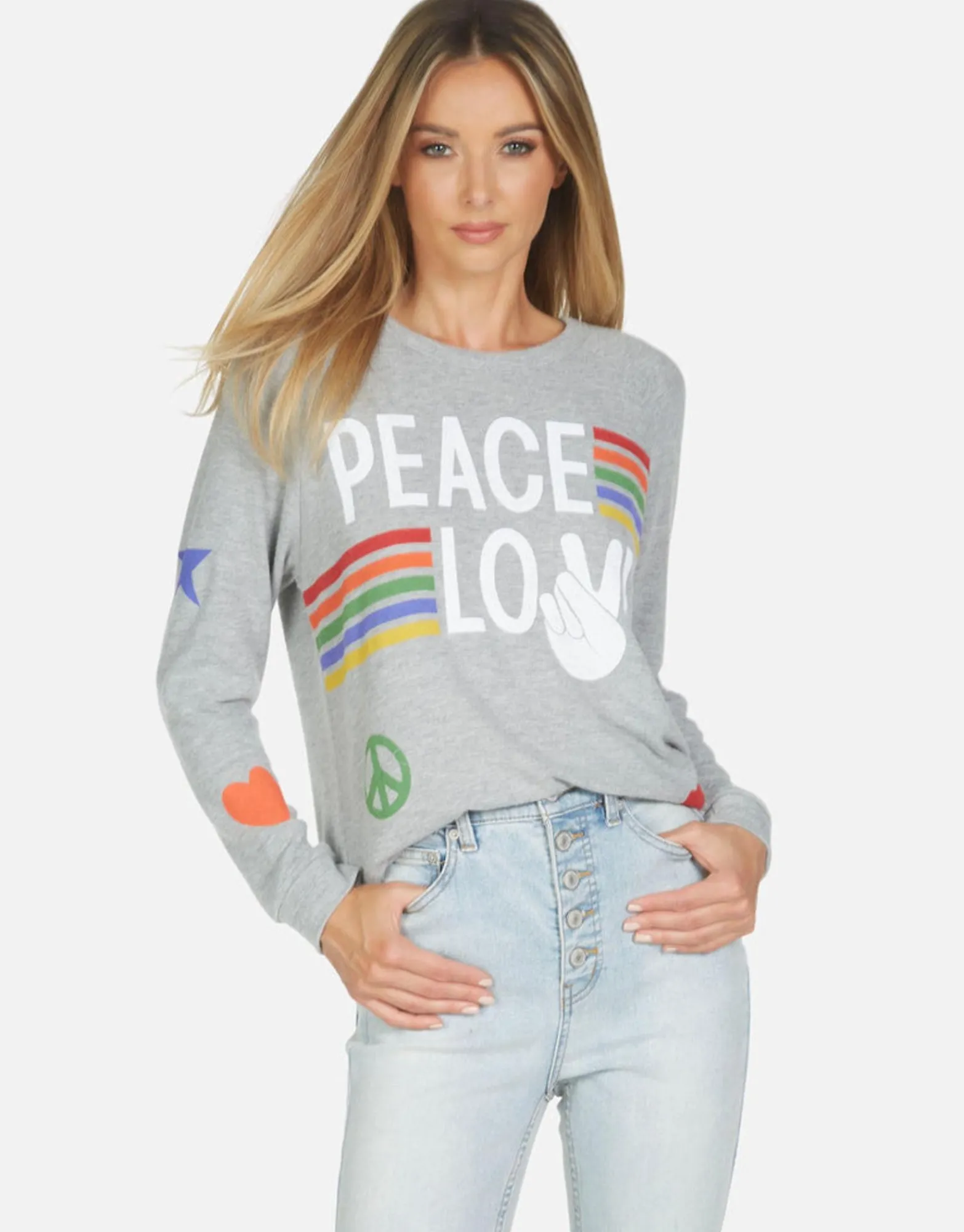 Sale Everly Peace Love Stripe Women Long Sleeve