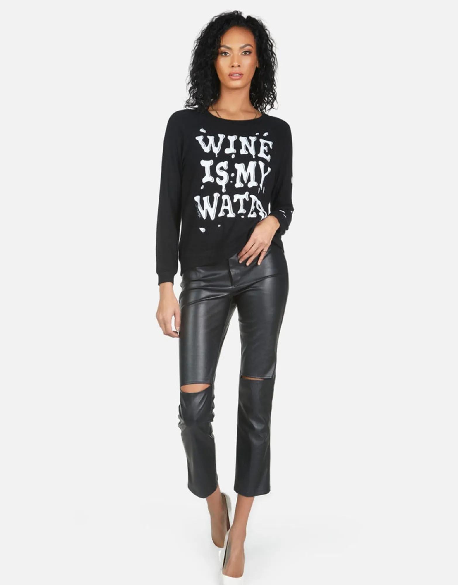 Store Everly Wine Is My Water Women Long Sleeve