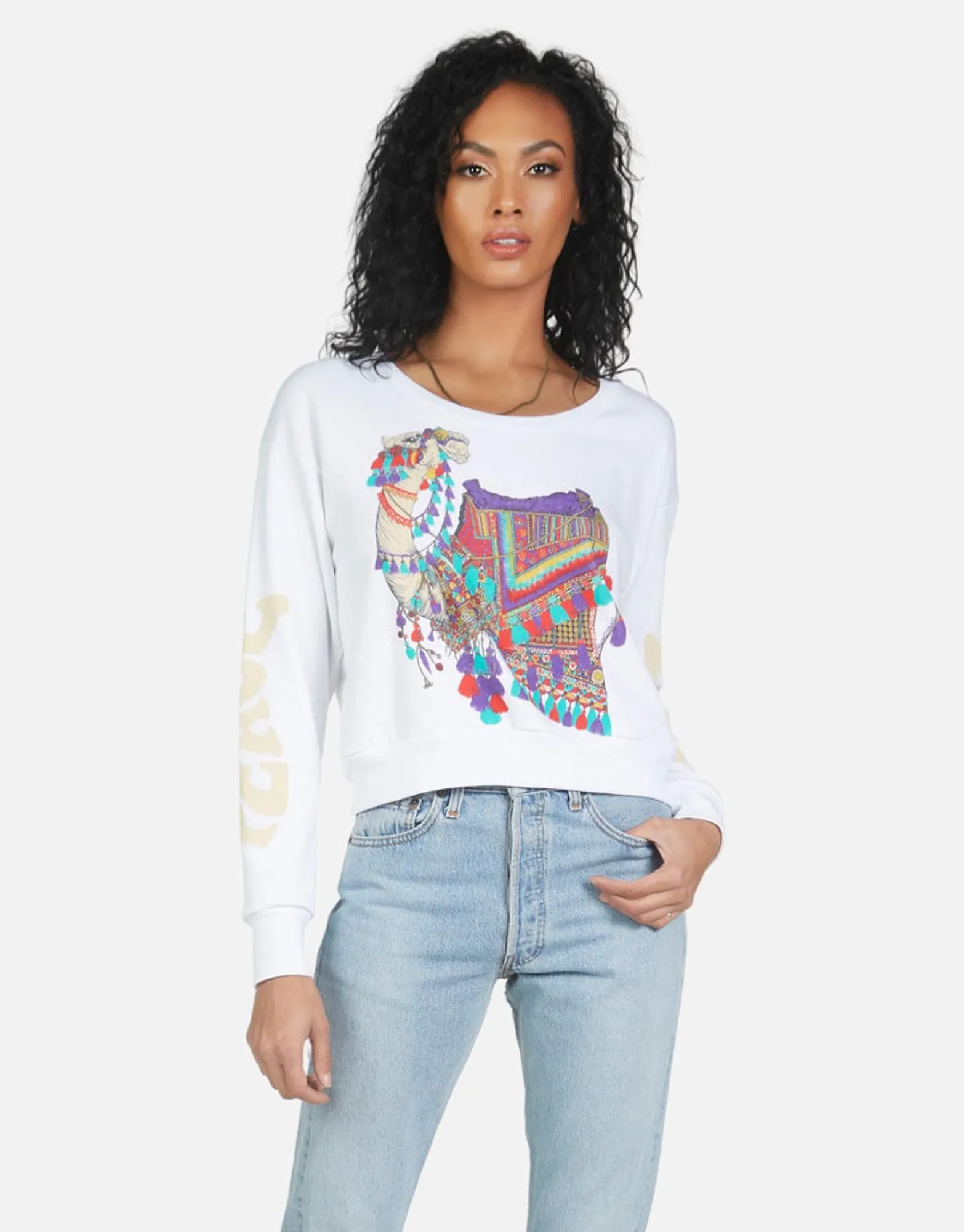 Hot Farrah Peace Love Camel Women Long Sleeve