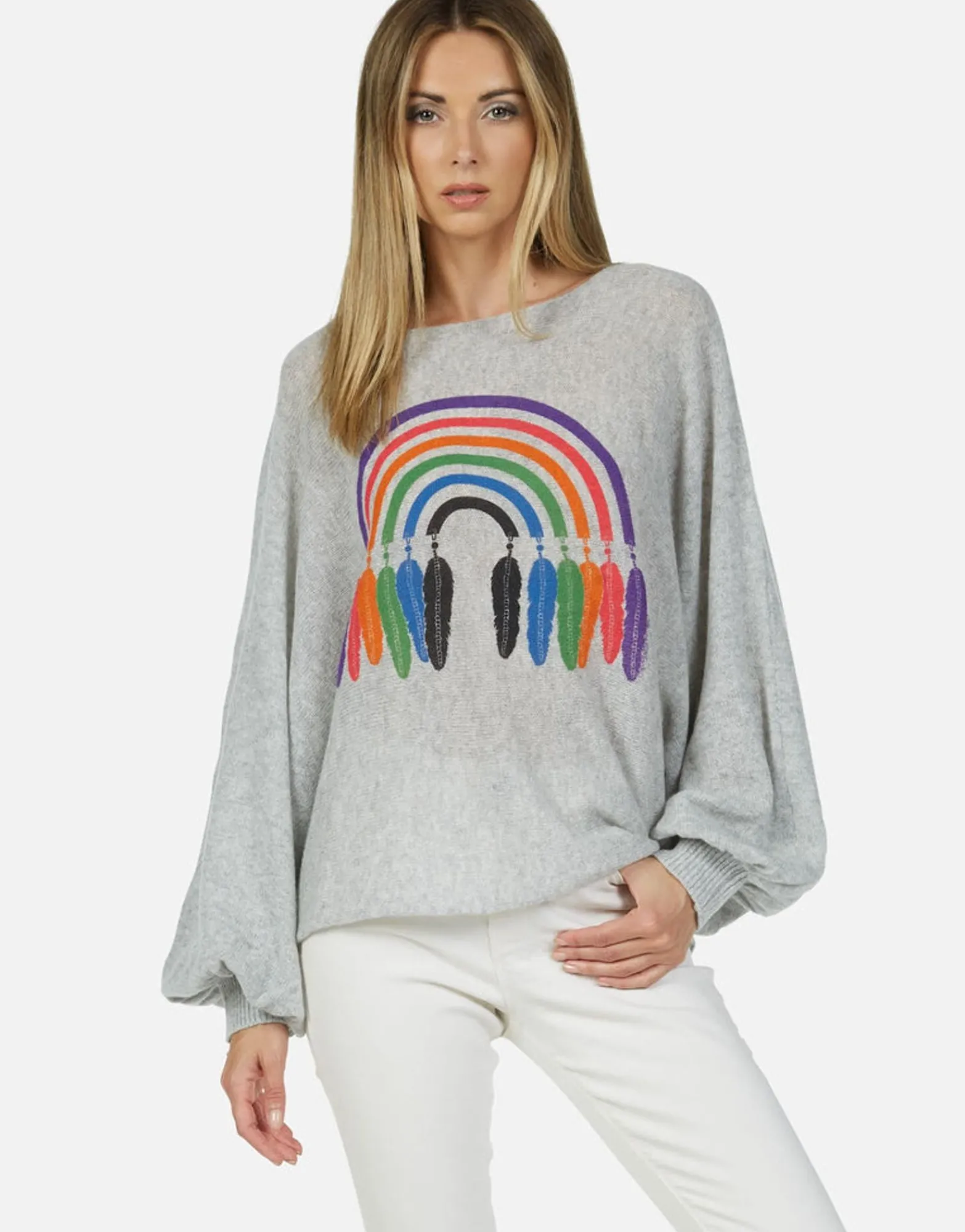 Online Feather Rainbow Cashmere Sweater | Sash By Women Sweaters & Knits