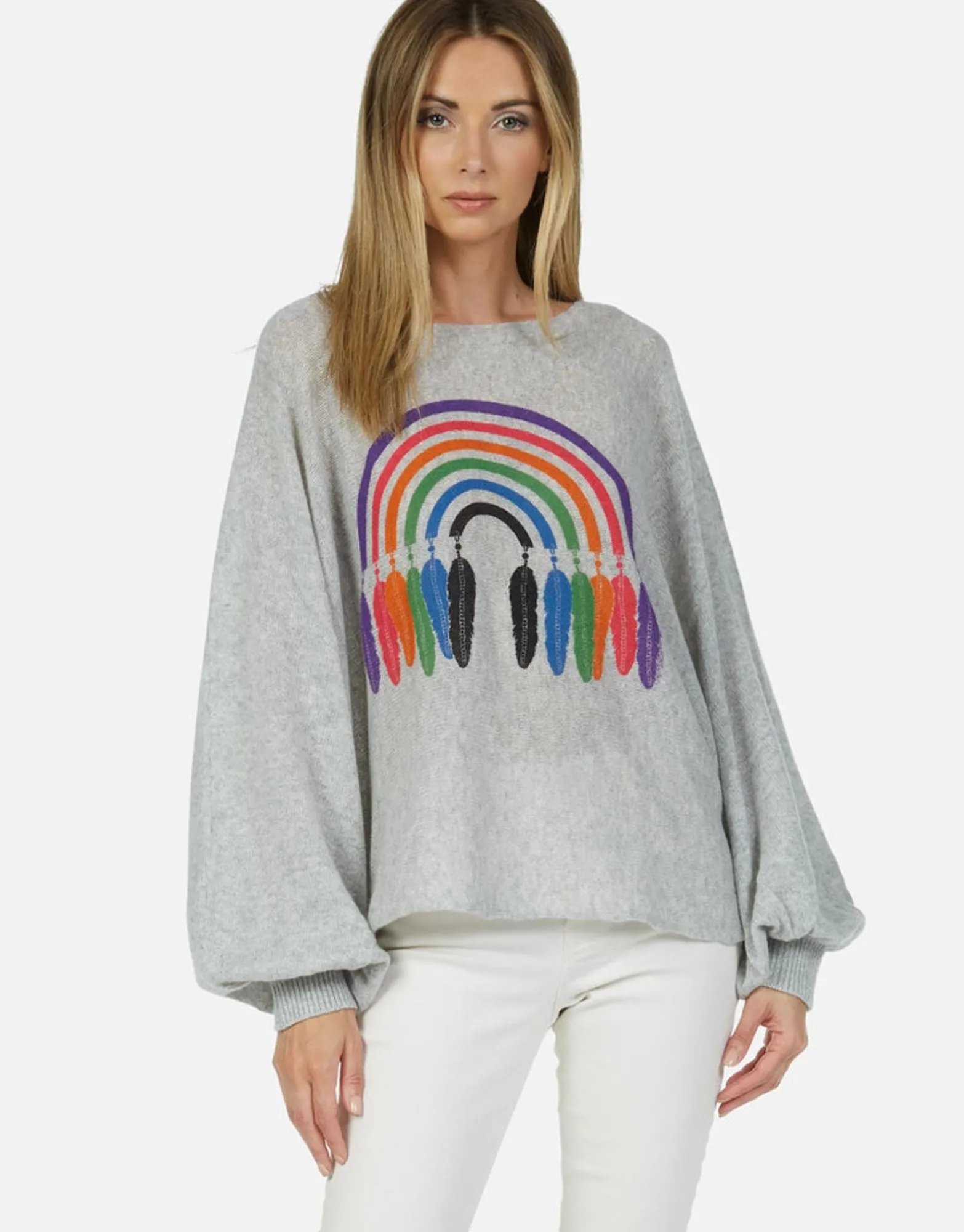 Online Feather Rainbow Cashmere Sweater | Sash By Women Sweaters & Knits
