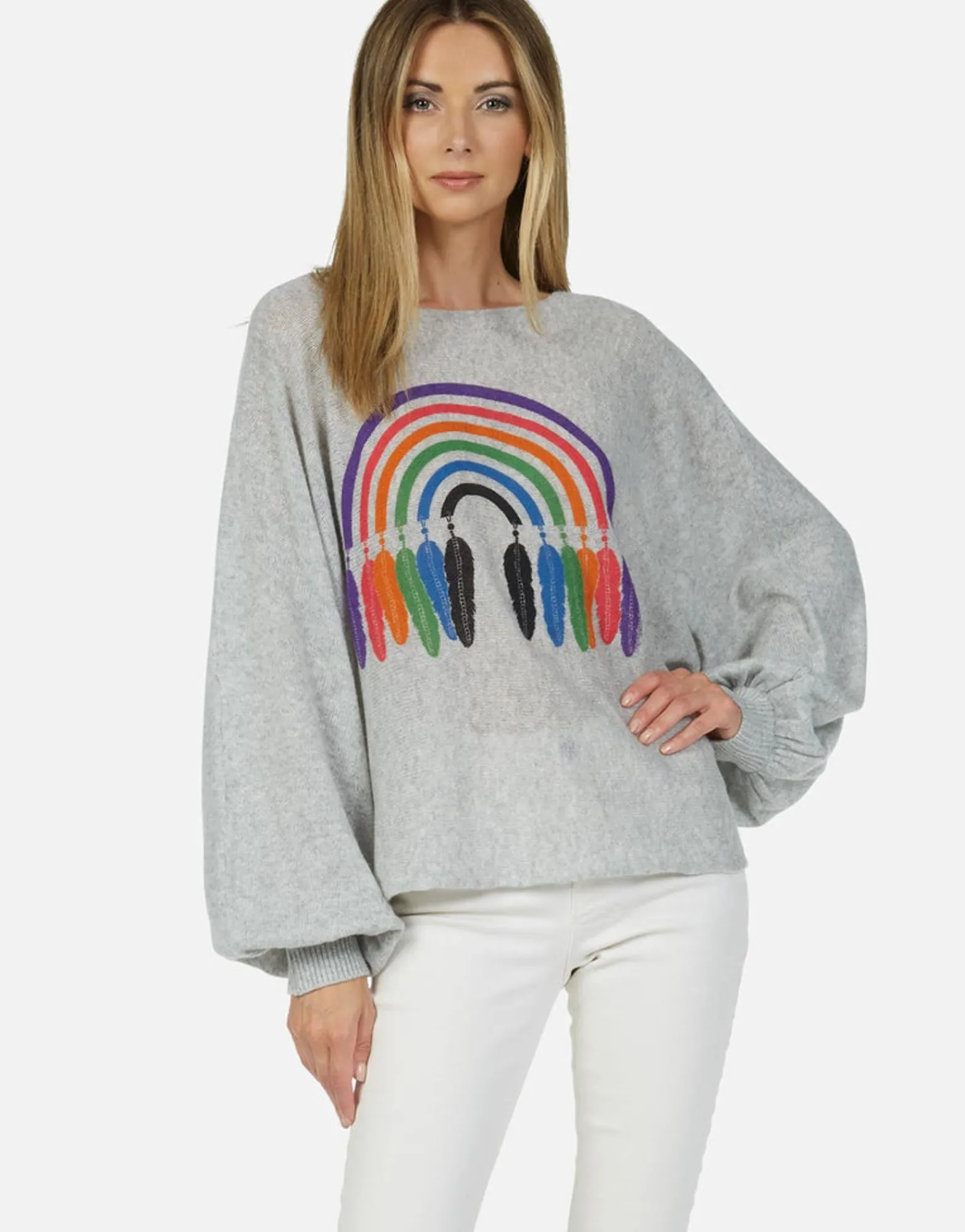 Online Feather Rainbow Cashmere Sweater | Sash By Women Sweaters & Knits