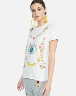 Hot Floral Eye Love Vintage Roll Slv Tee | Edda By Women Short Sleeve