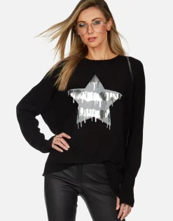 Outlet Foil Dripping Star Draped Cashmere Sweater | Ladona By Women Sweaters & Knits